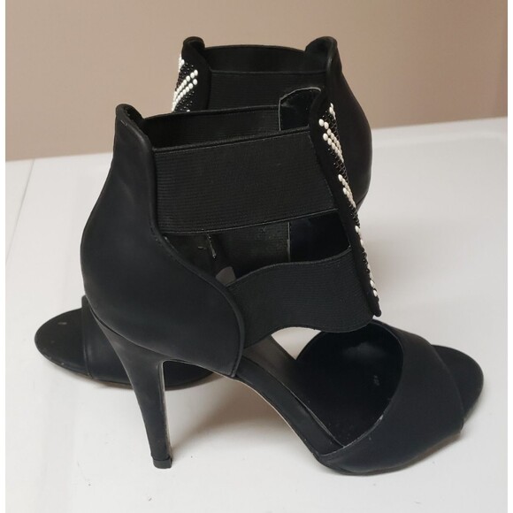 Michael Antonio Black Stiletto Open Toe Cutout Padded Beaded Shoe 7.5 PO G - Picture 6 of 14